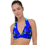 Abstract Tropical Halter Plunge Bikini Top