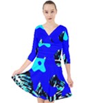 Abstract Tropical Quarter Sleeve Front Wrap Dress