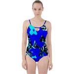 Abstract Tropical Cut Out Top Tankini Set