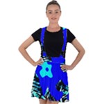 Abstract Tropical Velvet Suspender Skater Skirt