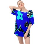 Abstract Tropical Oversized Chiffon Top