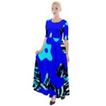 Abstract Tropical Half Sleeves Maxi Dress