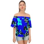 Abstract Tropical Off Shoulder Short Sleeve Top