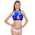 Abstract Tropical Cross Front Halter Bikini Top
