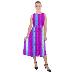 Warped Stripy Dots Midi Tie-back Chiffon Dress by essentialimage365