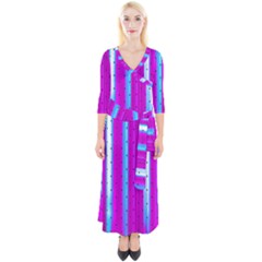 Warped Stripy Dots Quarter Sleeve Wrap Maxi Dress by essentialimage365