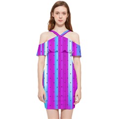 Warped Stripy Dots Shoulder Frill Bodycon Summer Dress by essentialimage365