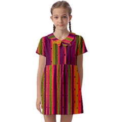 Warped Stripy Dots Kids  Asymmetric Collar Dress by essentialimage365