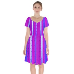 Warped Stripy Dots Short Sleeve Bardot Dress by essentialimage365