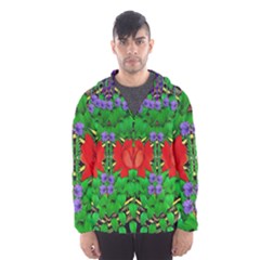 A Island Of Roses In The Calm Sea Men s Hooded Windbreaker by pepitasart