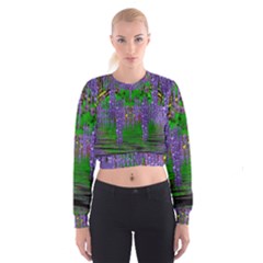 A Island Of Flowers In The Calm Sea Cropped Sweatshirt by pepitasart