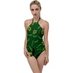 Folk flowers print Floral pattern Ethnic art Go with the Flow One Piece Swimsuit