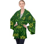 Folk flowers print Floral pattern Ethnic art Long Sleeve Velvet Kimono 