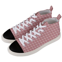 Abstrait Carreaux Rose/blanc Men s Mid-top Canvas Sneakers by kcreatif