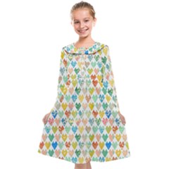 Multicolored Hearts Kids  Midi Sailor Dress by SychEva