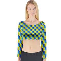 Illusion Waves Pattern Long Sleeve Crop Top by Sparkle