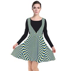 Illusion Waves Pattern Plunge Pinafore Dress