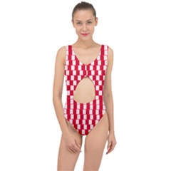 Illusion Waves Pattern Center Cut Out Swimsuit by Sparkle