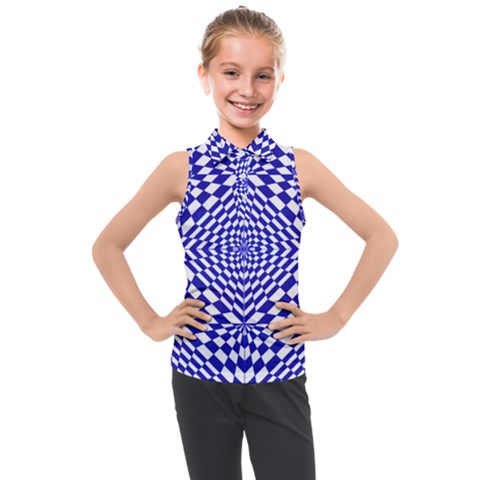 Illusion Waves Pattern Kids  Sleeveless Polo Tee by Sparkle