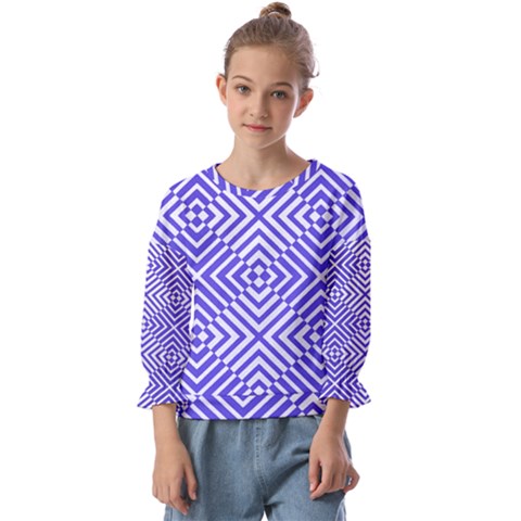 Illusion Waves Pattern Kids  Cuff Sleeve Top by Sparkle