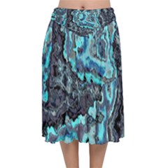 Strange Glow Velvet Flared Midi Skirt by MRNStudios