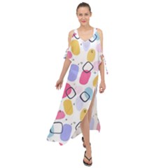 Abstract Multicolored Shapes Maxi Chiffon Cover Up Dress by SychEva