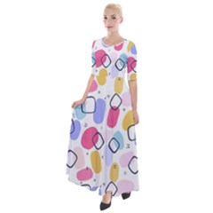 Abstract Multicolored Shapes Half Sleeves Maxi Dress by SychEva