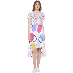 Abstract Multicolored Shapes High Low Boho Dress by SychEva