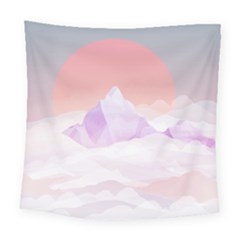 Mountain Sunset Above Clouds Square Tapestry (large) by Giving
