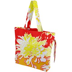 Red And Yellow Floral Drawstring Tote Bag by 3cl3ctix