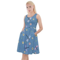 Cute Dragonflies In Spring Knee Length Skater Dress With Pockets by SychEva