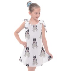 Cute Husky Puppies Kids  Tie Up Tunic Dress by SychEva