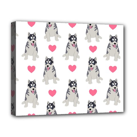 Little Husky With Hearts Deluxe Canvas 20  X 16  (stretched) by SychEva