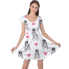 Little Husky With Hearts Cap Sleeve Dress by SychEva