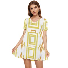 Abstract Pattern Geometric Backgrounds   Tiered Short Sleeve Mini Dress by Eskimos
