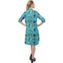 Green 50s Pattern Long Sleeve Mini Shirt Dress View2