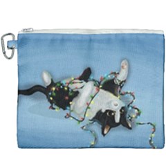 Christmas Cat Canvas Cosmetic Bag (xxxl) by Blueketchupshop