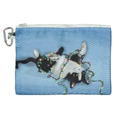 Christmas Cat Canvas Cosmetic Bag (xl) by Blueketchupshop