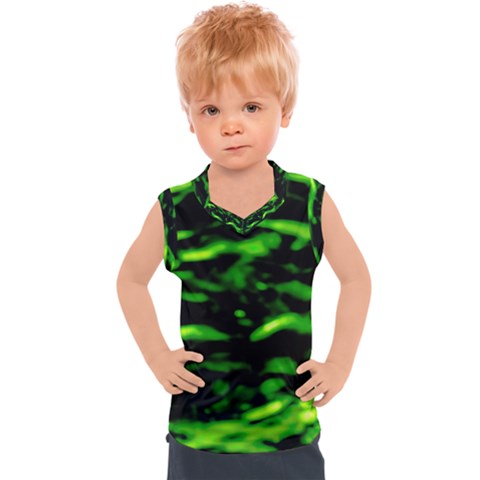 Green  Waves Abstract Series No3 Kids  Sport Tank Top by DimitriosArt