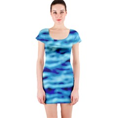 Blue Waves Abstract Series No4 Short Sleeve Bodycon Dress by DimitriosArt