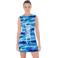 Blue Waves Abstract Series No4 Lace Up Front Bodycon Dress by DimitriosArt