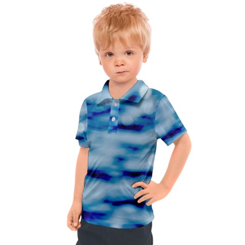 Blue Waves Abstract Series No5 Kids  Polo Tee by DimitriosArt