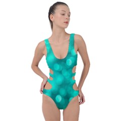 Light Reflections Abstract No9 Turquoise Side Cut Out Swimsuit by DimitriosArt