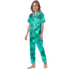 Light Reflections Abstract No9 Turquoise Kids  Satin Short Sleeve Pajamas Set by DimitriosArt