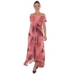Red Flames Abstract No2 Off Shoulder Open Front Chiffon Dress by DimitriosArt