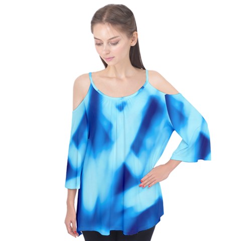 Blue Abstract 2 Flutter Sleeve Tee  by DimitriosArt