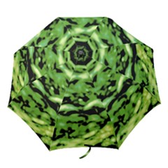 Green  Waves Abstract Series No11 Folding Umbrellas by DimitriosArt