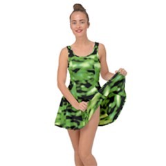 Green  Waves Abstract Series No11 Inside Out Casual Dress by DimitriosArt