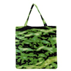 Green  Waves Abstract Series No11 Grocery Tote Bag by DimitriosArt