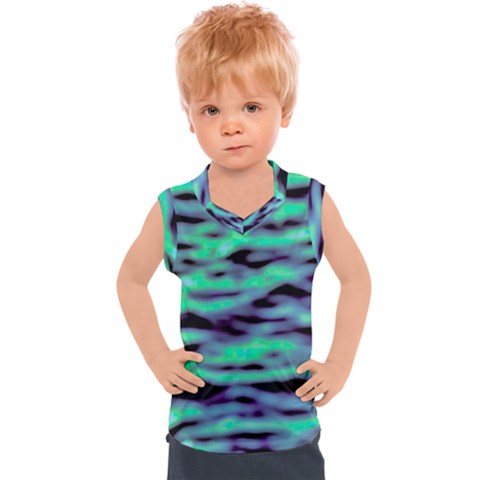 Green  Waves Abstract Series No6 Kids  Sport Tank Top by DimitriosArt